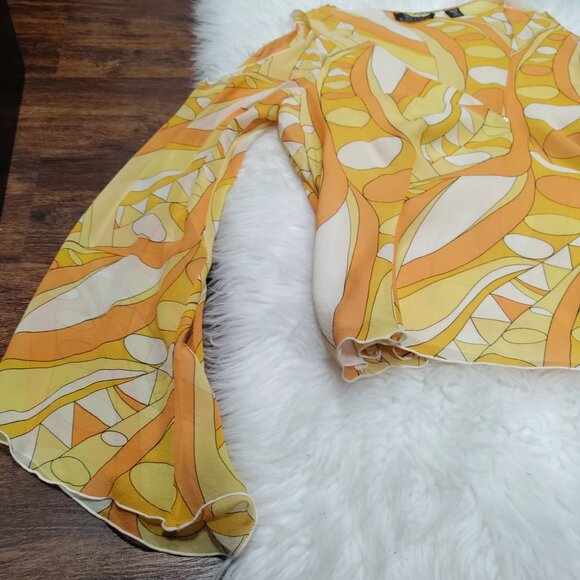 Identity By Lord & Taylor Vintage Silk Retro Cold Shoulder Blouse Size 16 NWT - Picture 7 of 15